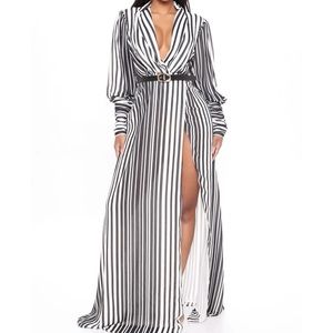 Nora Striped Maxi Dress - Black/White